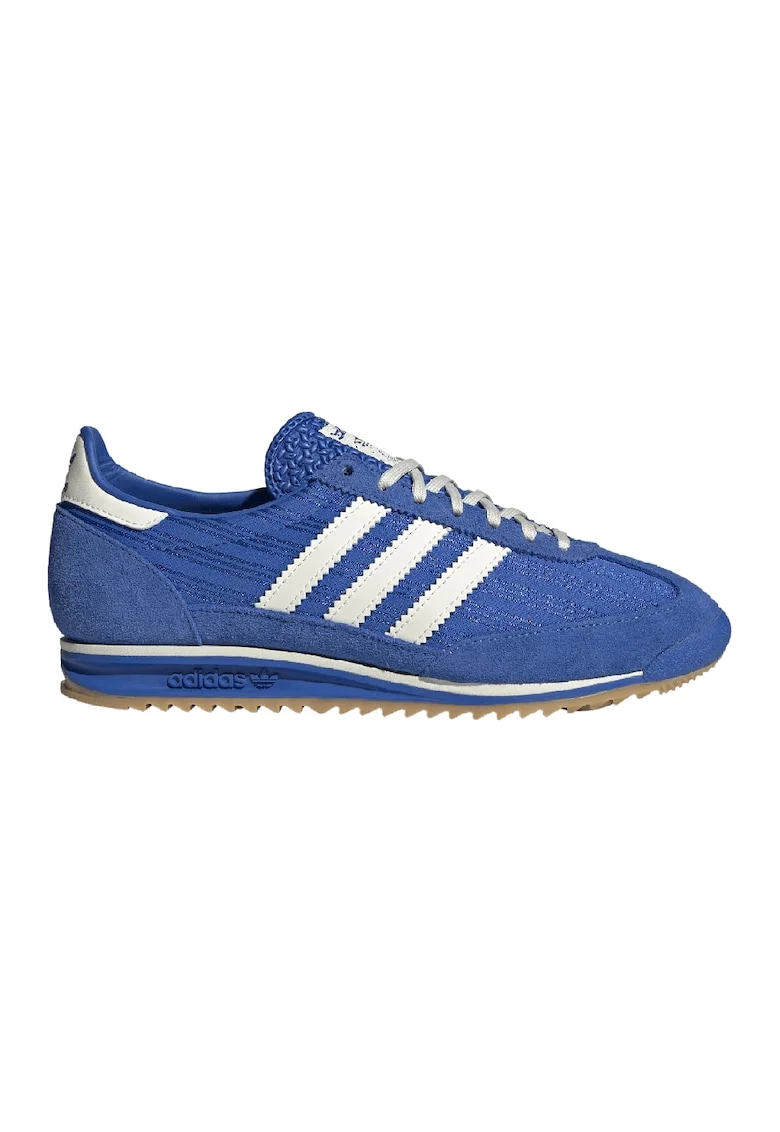 Pantofi sport cu talpa plata si insertii din piele intoarsa SL 72, Alb/Albastru pastel