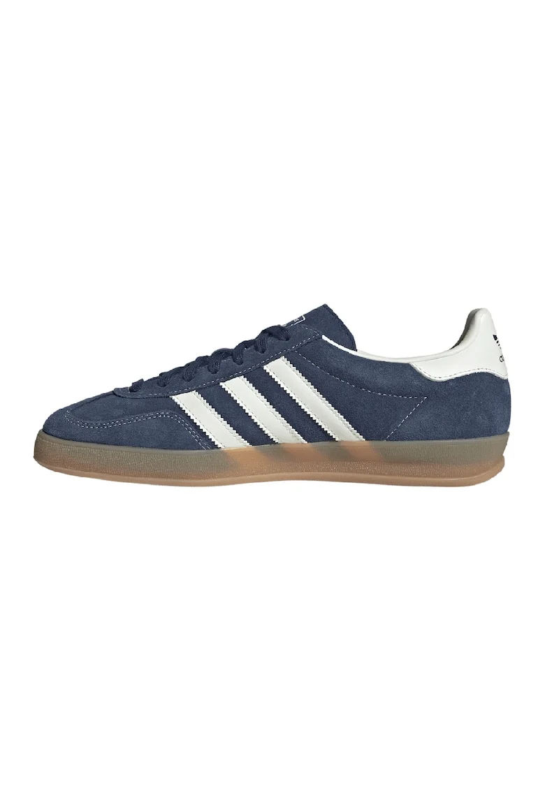 Pantofi sport din piele cu garnituri din material sintetic Gazelle Indoor, Albastru inchis/Alb murdar