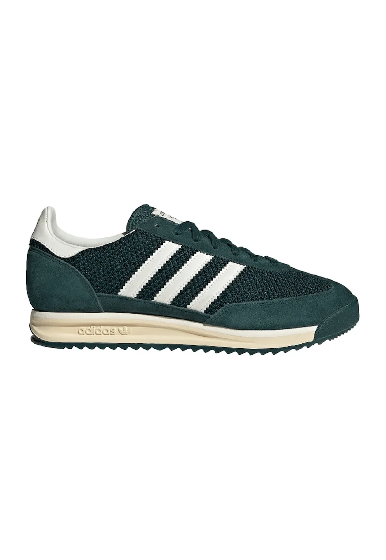 Pantofi sport cu piele intoarsa SL 72, Alb/Verde padure