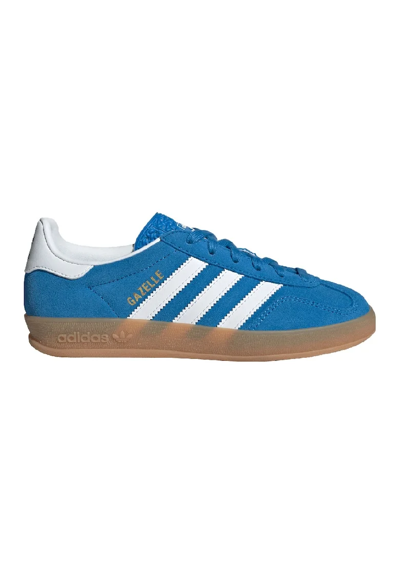 Pantofi sport Gazelle Indoor din piele intoarsa cu garnituri din material sintetic, Alb/Albastru royal