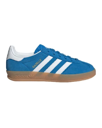 Pantofi sport Gazelle Indoor din piele intoarsa cu garnituri din material sintetic, Alb/Albastru royal
