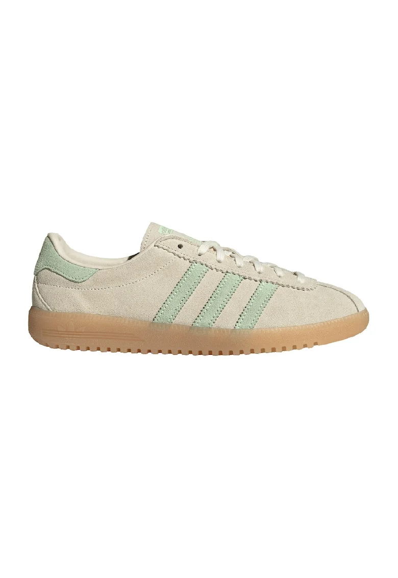 Pantofi sport din piele intoarsa cu talpa contrastanta, Maro nisip/Verde deschis