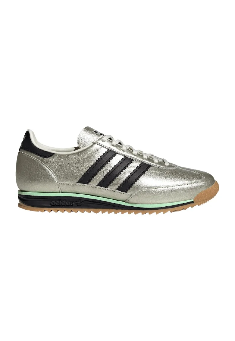 Pantofi sport din piele cu aspect metalizat, Negru/Argintiu