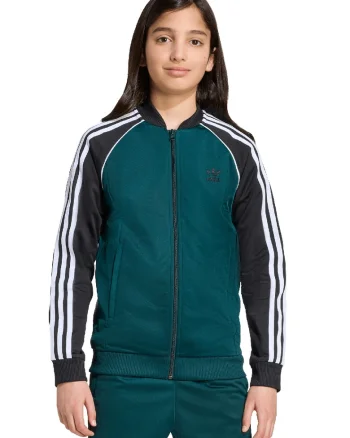 Bluza de trening cu fermoar si broderie logo, Alb/Negru/Verde inchis