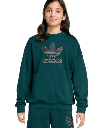 Bluza de trening cu logo Trefoil, Verde inchis/Verde englez