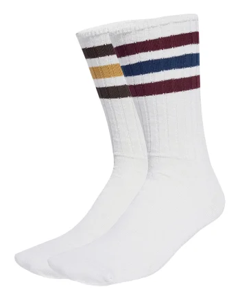 Set de sosete lungi unisex din amestec de in cu dungi - 2 perechi, Visiniu/Albastru inchis/Alb optic