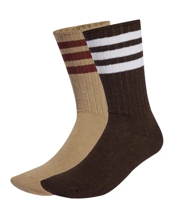 Set de sosete lungi unisex din amestec de in cu dungi - 2 perechi, Alb/Maro inchis