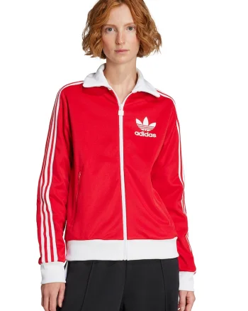 Bluza de trening cu fermoar si detaliu logo Heritage, Alb/Rosu vermillion