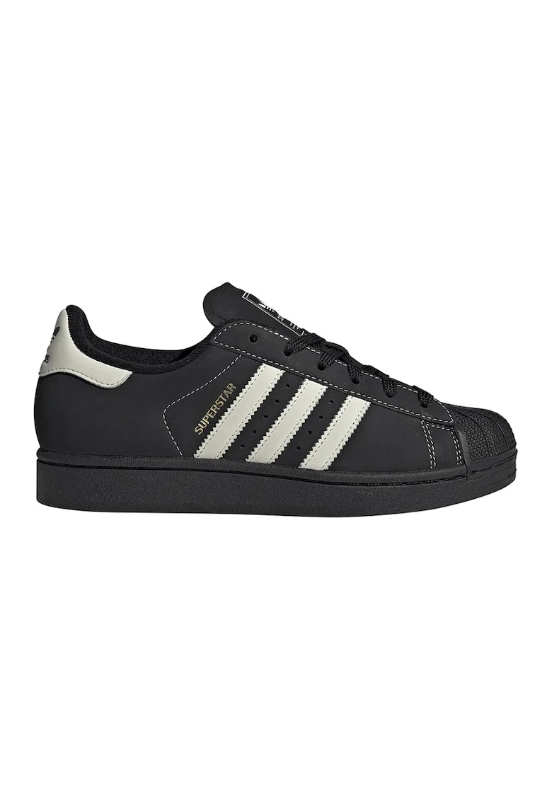 Pantofi sport de piele intoarsa cu garnituri de piele Superstar II, Negru/Alb murdar