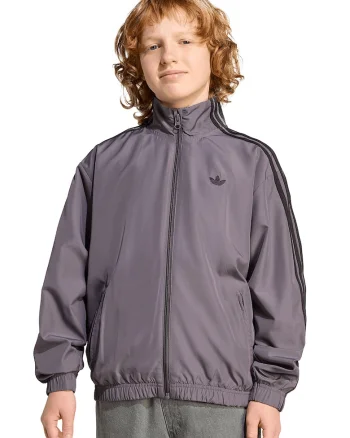 Bluza de trening cu fermoar si dungi laterale, Negru/Gri inchis