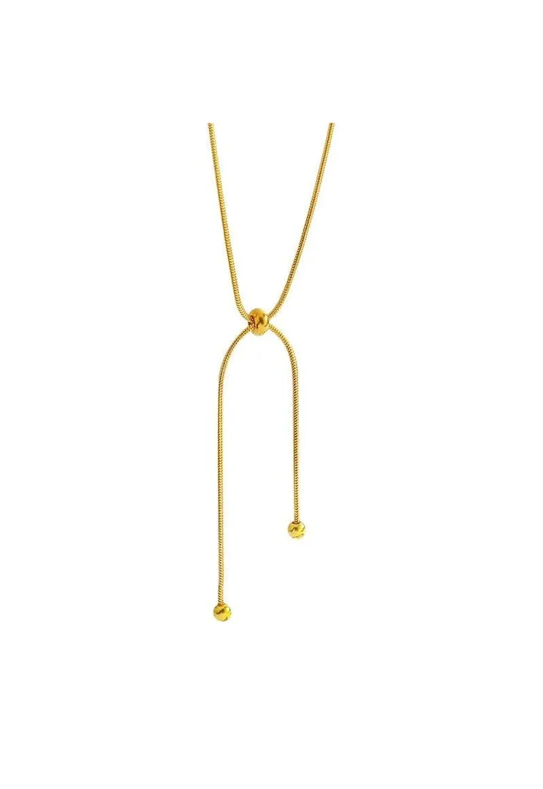 Colier auriu, din otel inoxidabil, lung, ajustabil, suflat cu aur 18k, Berdine C9