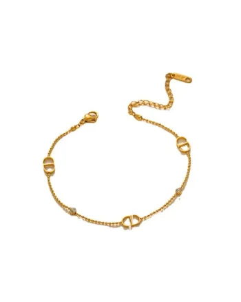 Bratara aurie, din otel inoxidabil, suflata cu aur 18k, delicata, cu pietricele din zirconiu, Jamie C5