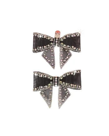 Set 2 brose, negre, pentru pantofi, cu clips si pietre, Ottine C6