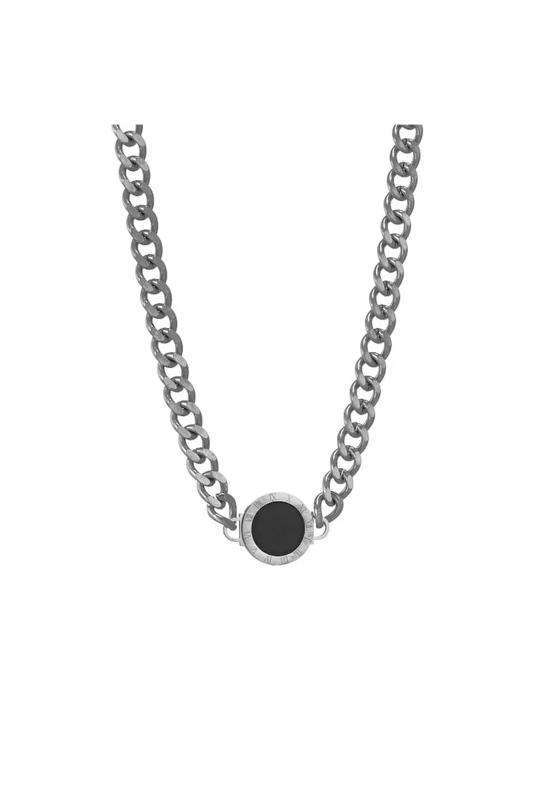 Colier argintiu, din otel inoxidabil, cu zale, suflat cu aur 18k, Ragnhild C5