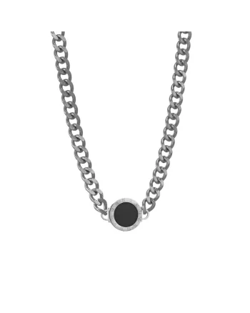 Colier argintiu, din otel inoxidabil, cu zale, suflat cu aur 18k, Ragnhild C5