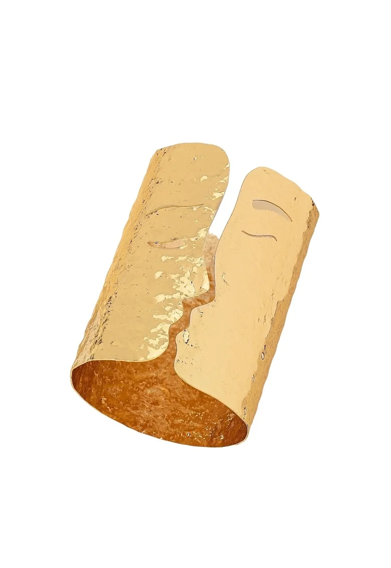 Bratara aurie, lata, forma de indragostiti, Diametru: 6 cm, Pauel C8