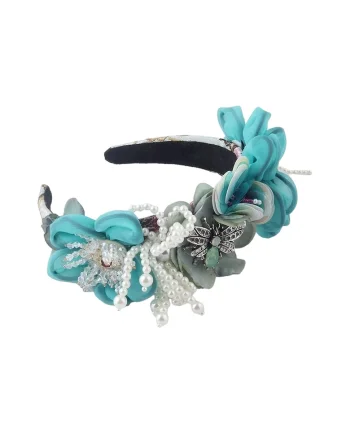 Bentita bleu, cu flori si perle, Molthe C3,