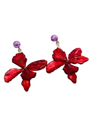 Cercei rosii, forma de floare, Delphine C1,