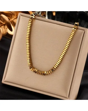 Colier auriu, din otel inoxidabil, suflat cu aur 18k, Dianne C12