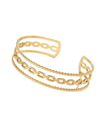 Bratara aurie, din otel inoxidabil, suflata cu aur 18k, reglabila, Crystal C10