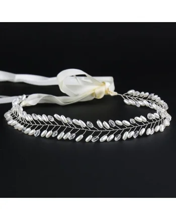 Accesoriu de par, argintiu, modelator, cu perle, Elissa C6,