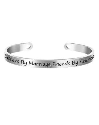 Bratara ajustabila, argintie, gravata Sisters by marriage, friends by choice P10,