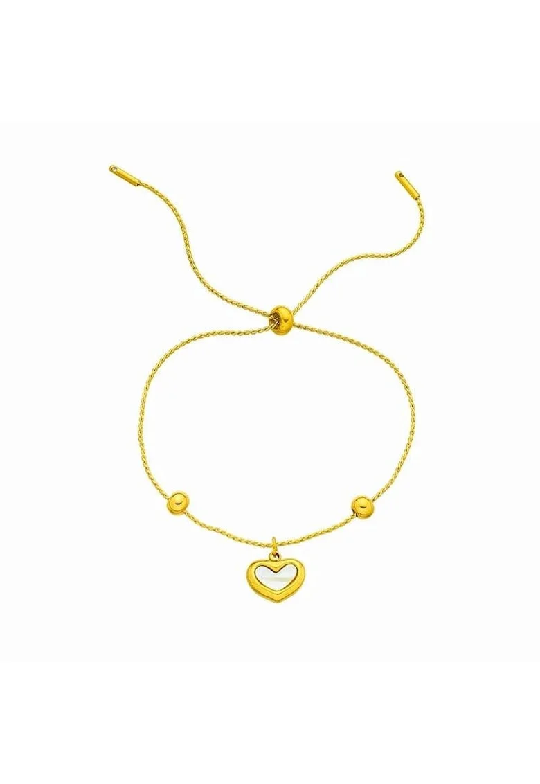 Bratara aurie, din otel inoxidabil, suflata cu aur 18k, cu inima, Elsebe C3