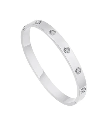 Bratara argintie, suflata cu aur 14k, cu pietre din zirconiu, Salina C3,