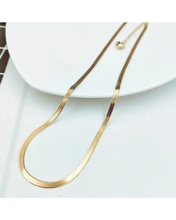 Colier auriu, din otel inoxidabil, stil sarpe, suflat cu aur 18k, Berga C9