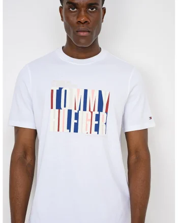 Tricou din bumbac cu imprimeu logo supradimensionat Split, Alb/Crem/Bleumarin