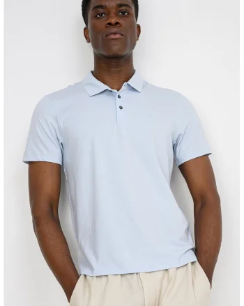 Tricou slim fit cu detaliu cu logo pe piept, Albastru deschis