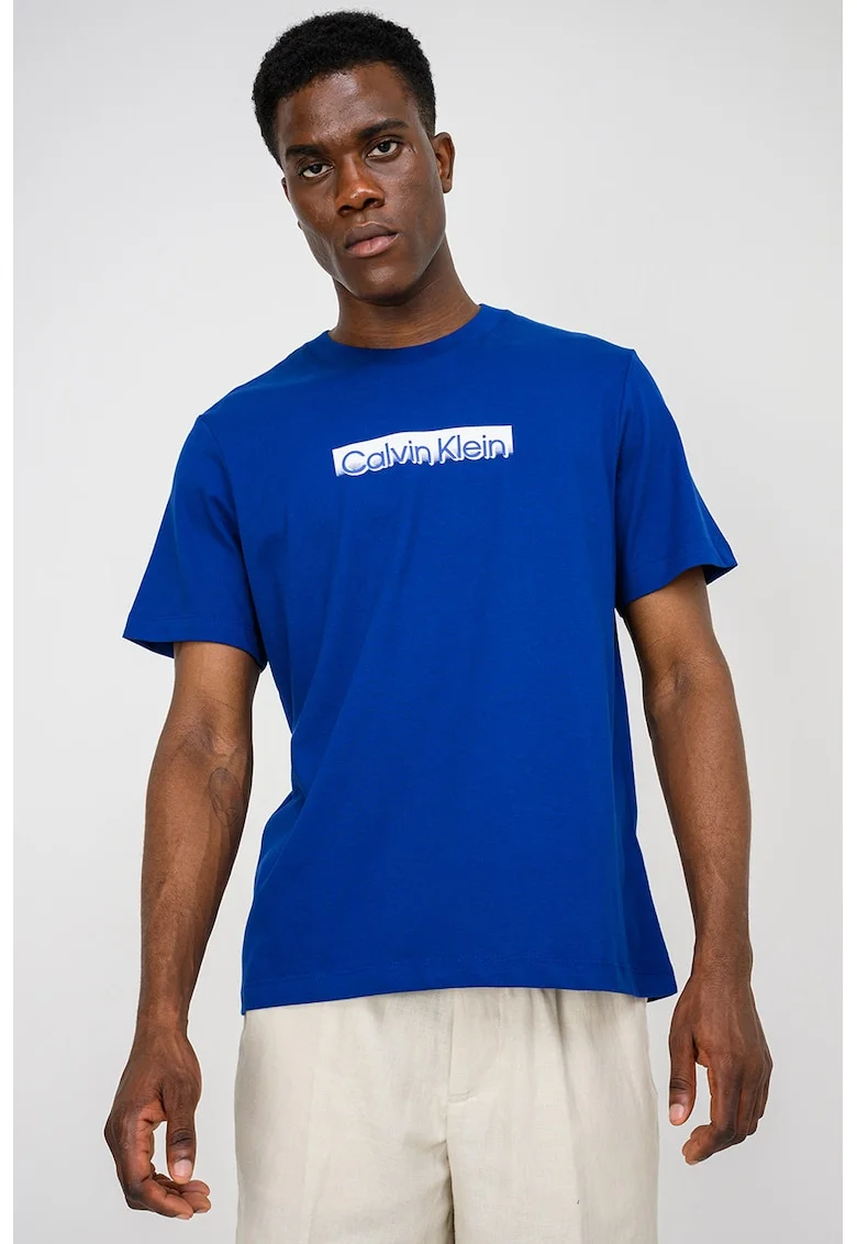 Tricou din bumbac cu imprimeu, Alb/Albastru royal