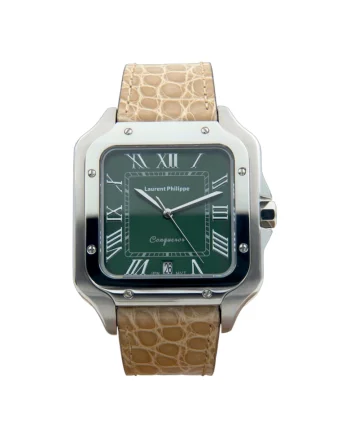 Ceas bărbați  Conqueror, cadran verde smarald, curea din piele de crocodil, inox