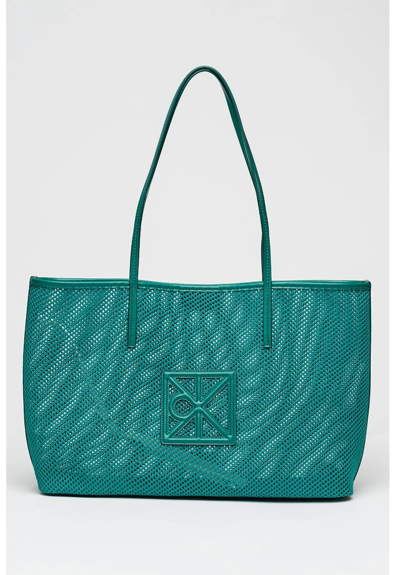 Geanta tote de plasa cu logo, Verde smarald