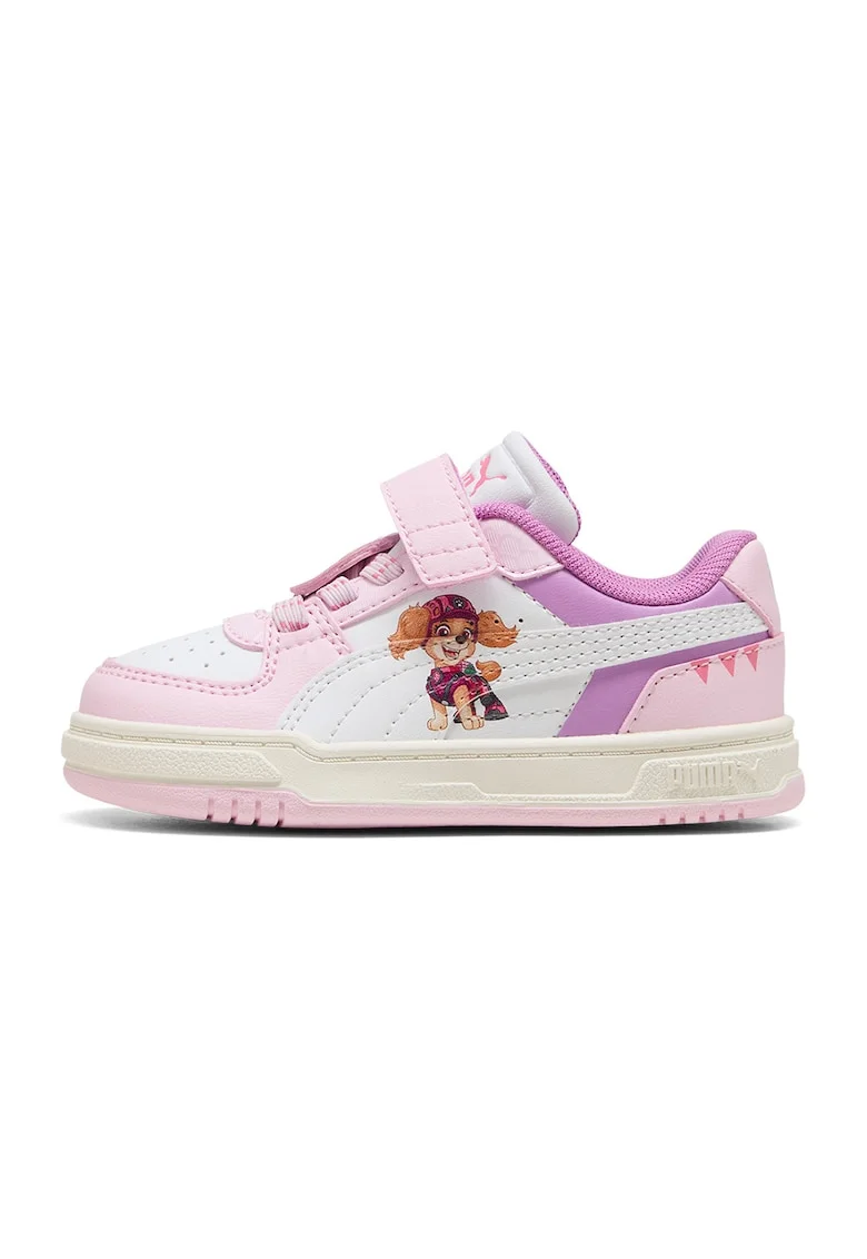 Pantofi sport Caven III cu velcro si imprimeu desene animate, Alb/Roz orhidee/Roz pal