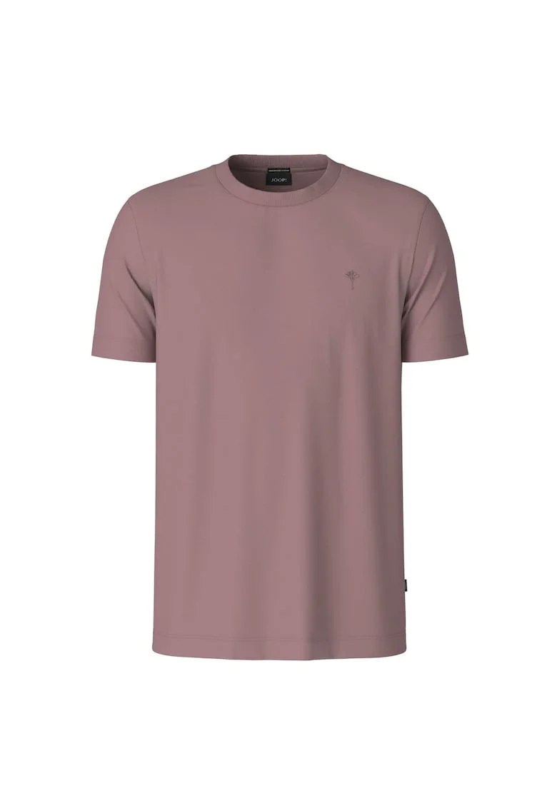 Tricou din bumbac organic cu decolteu la baza gatului, Liliac prafuit