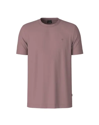 Tricou din bumbac organic cu decolteu la baza gatului, Liliac prafuit