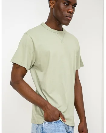 Tricou din bumbac cu decolteu la baza gatului Arvin, Verde fistic