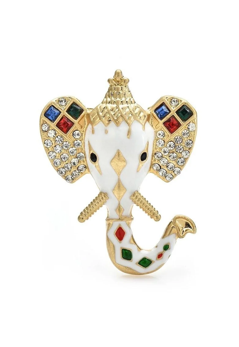 Brosa aurie, forma de cap de elefant, cu pietre, Ise C1,