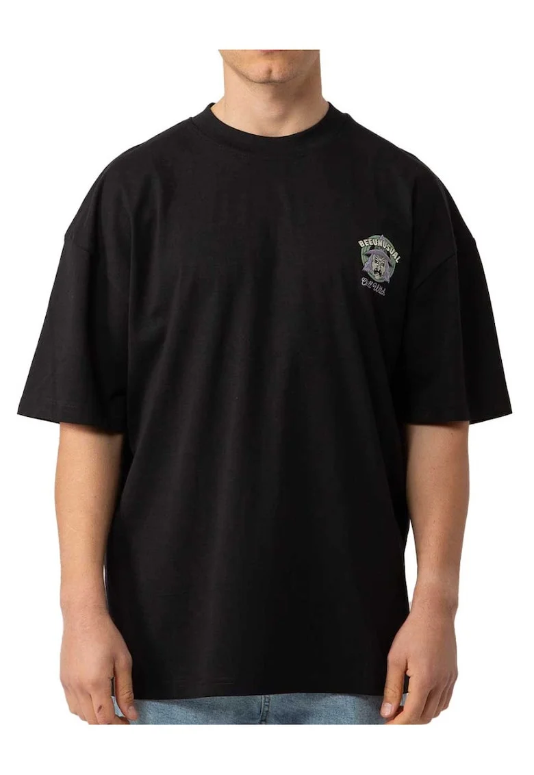 Tricou supradimensionat cu logo si imprimeu pe partea din spate