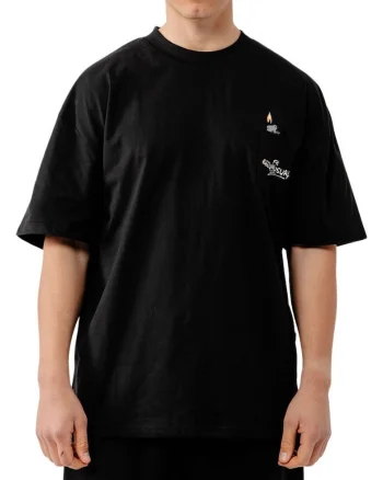 Tricou din bumbac cu croiala supradimensionata si imprimeu pe partea din spate God Smokes