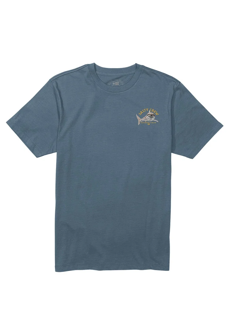 Tricou cu imprimeu rechin si decolteu la baza gatului