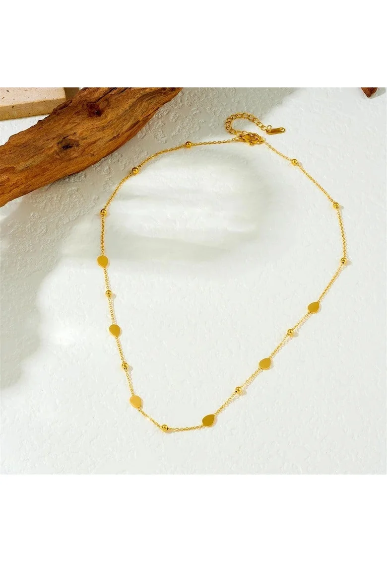 Colier auriu, din otel inoxidabil, suflat cu aur 18k, delicat, Elisabeta C2