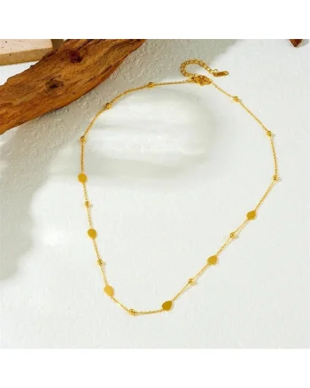 Colier auriu, din otel inoxidabil, suflat cu aur 18k, delicat, Elisabeta C2