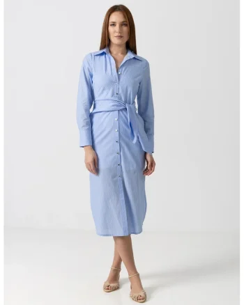 Rochie tip camasa midi cu dungi fine