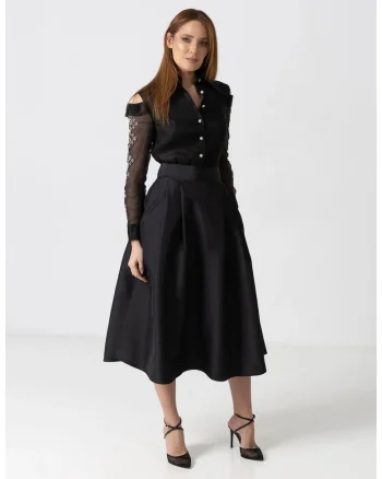 Fusta midi din tafta, Negru