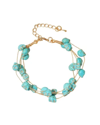 Bratara aurie, cu pietre turquoise, Liezel C14,