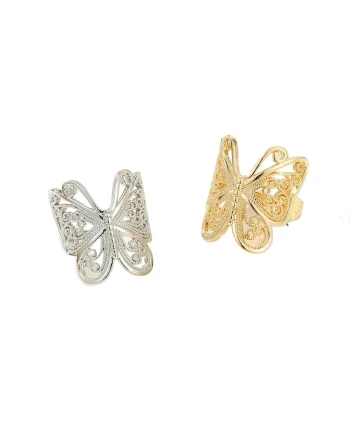 Set 2 inele aurii si argintii, reglabile, forma de fluture, Adna C4