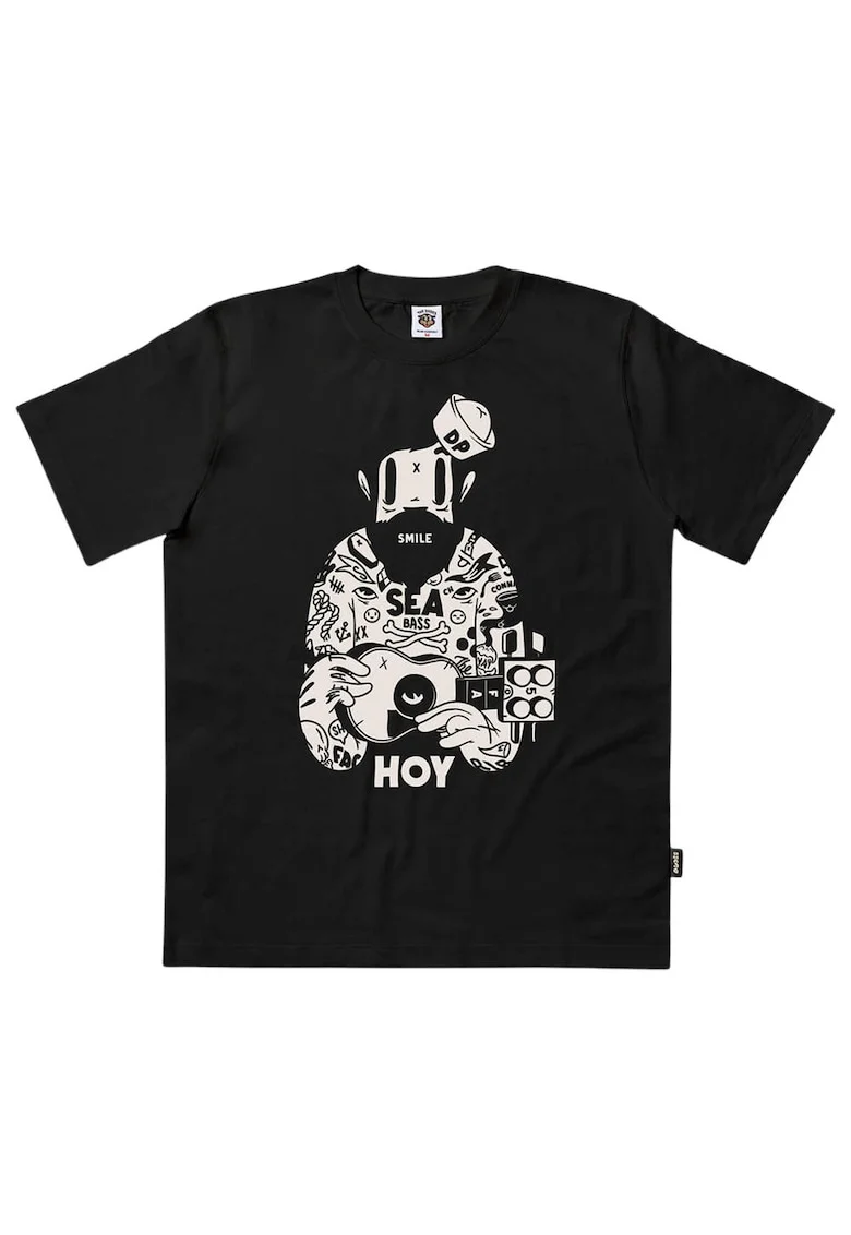 Tricou regulra fit din bumbac organic cu imprimeu grafic pe piept