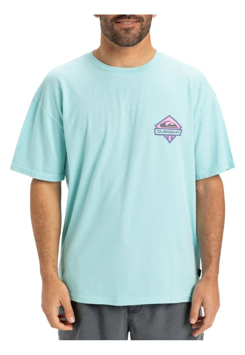 Tricou casual cu logo pe spate, Albastru deschis